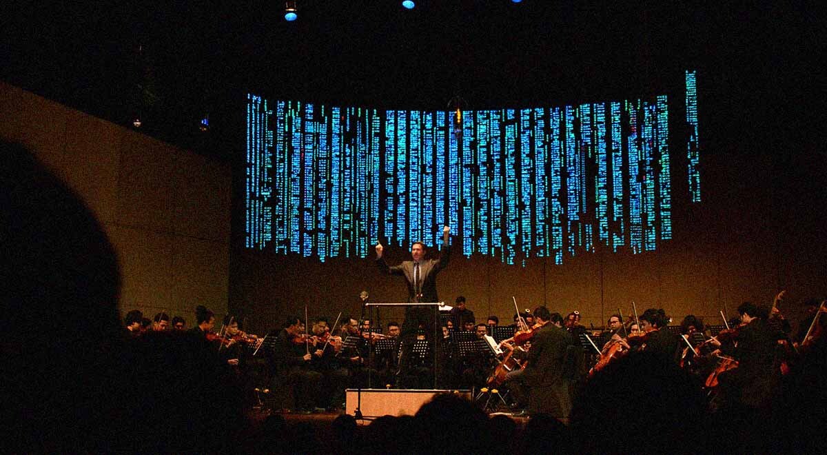 A conductor bringing about software code. Image by Cybernews.