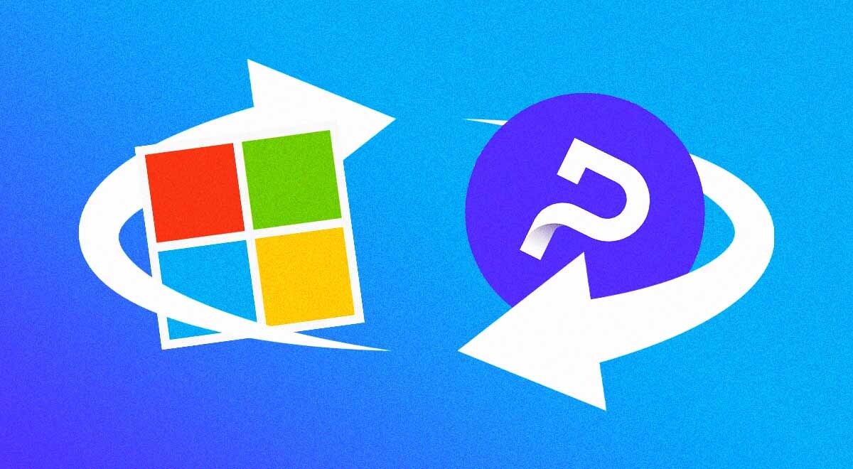 The logos of Microsoft and Proton