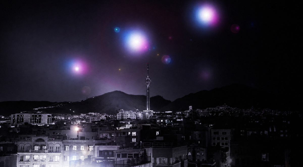 Multicolored lights over Tehran.