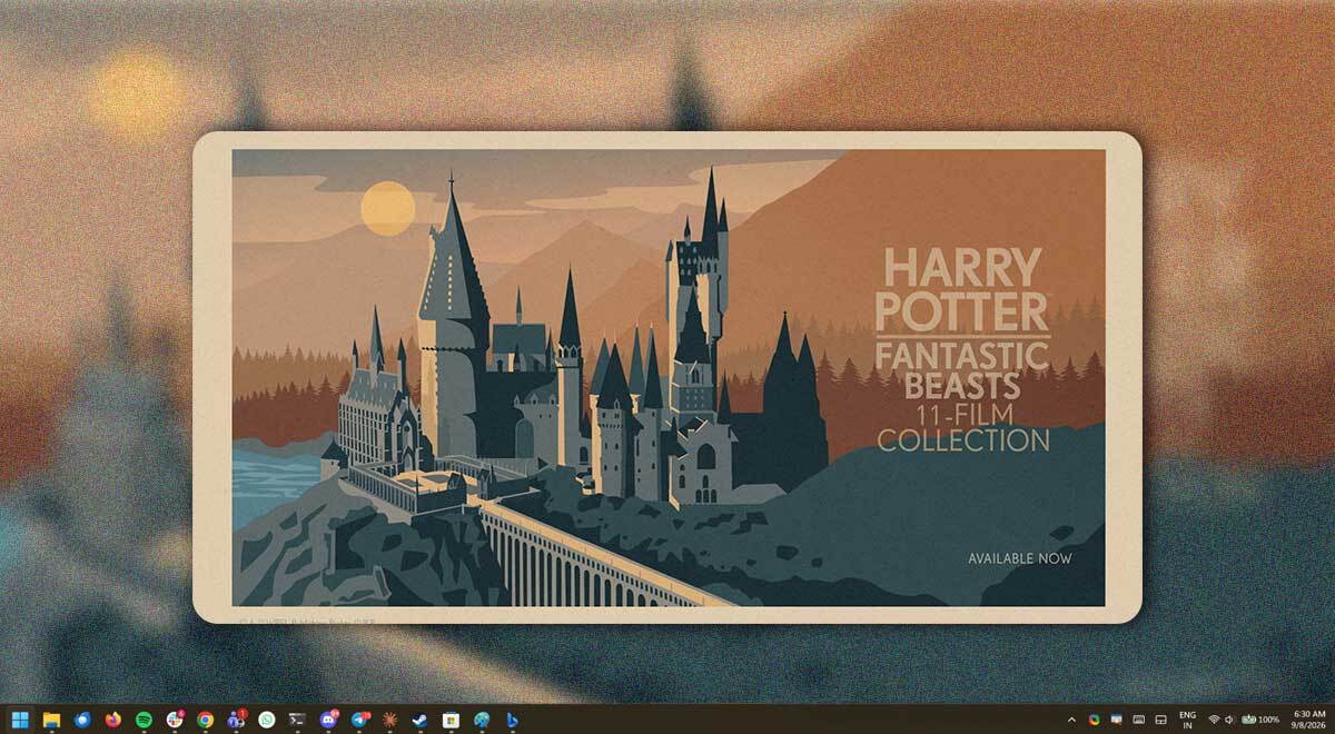 Bing wallpaper showing Harry Potter movie collection ad