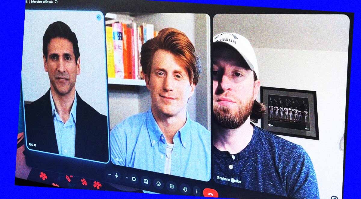 A human and two AI agents on a job interview call.
