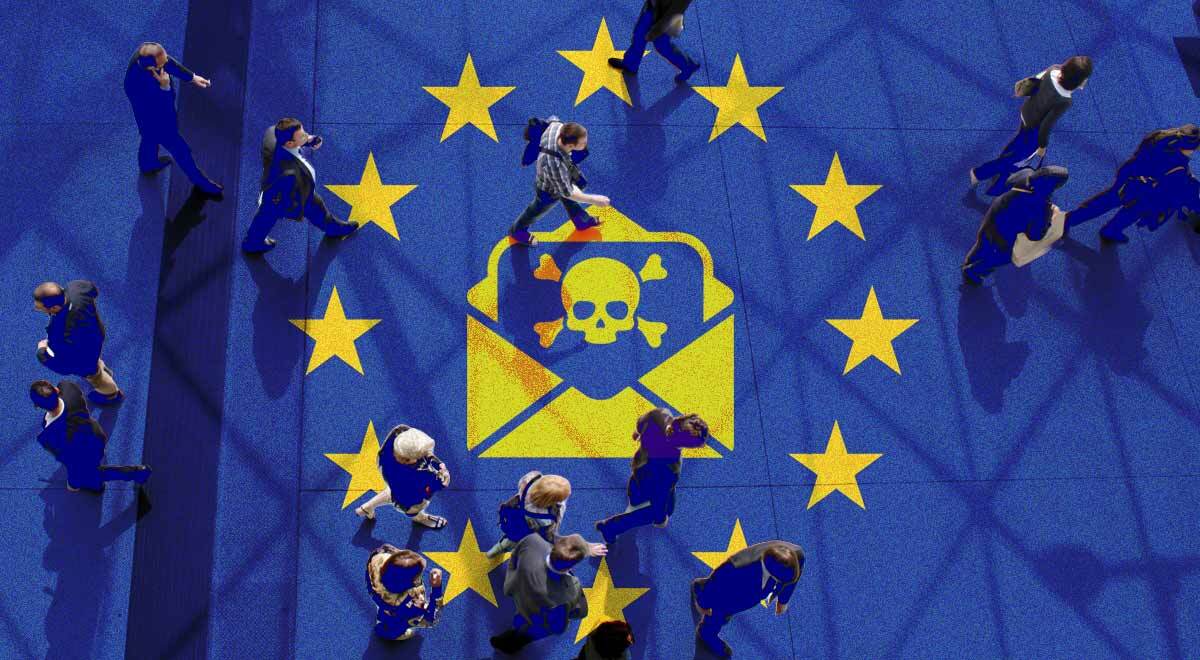 passengers, european flag, skull in the background