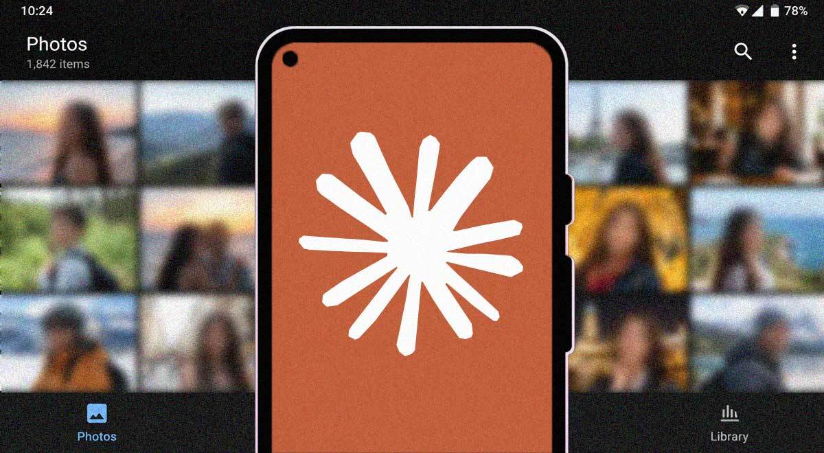 Gallery of photos with a Android phone with Claude logo