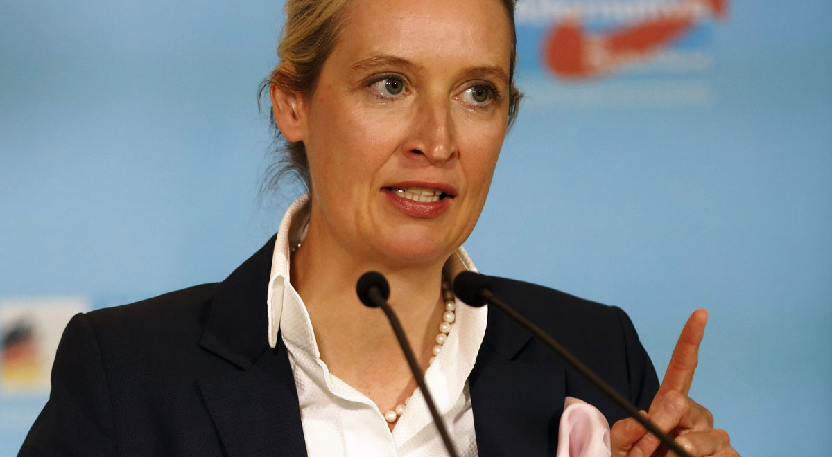 Dr. Alice Weidel, chairwoman of the AFD parliamentary group, during a press conference in the German Bundestag.