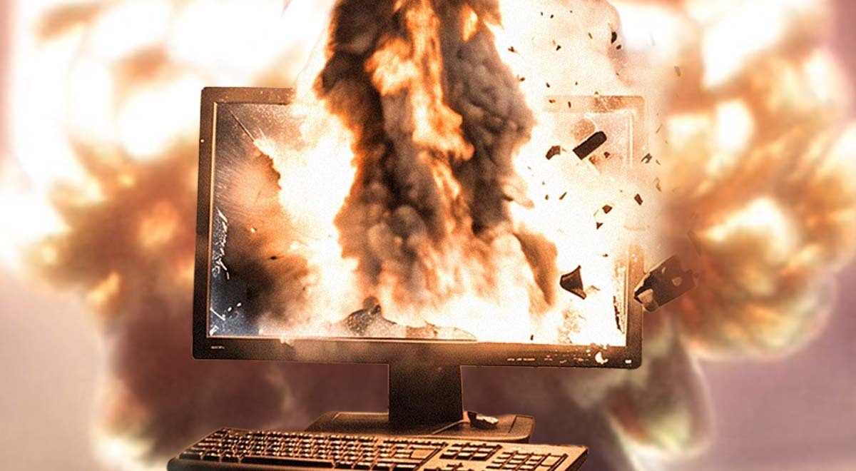 A PC screen exploding