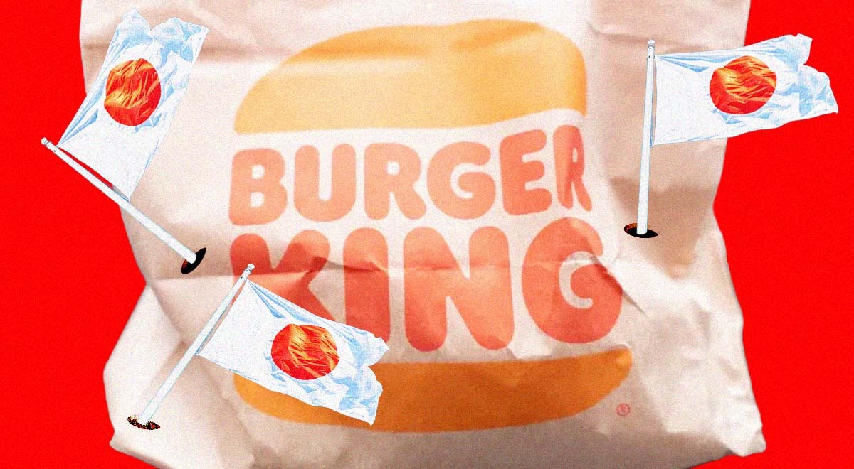 Burger King logo on wrap up paper with Japanese flags