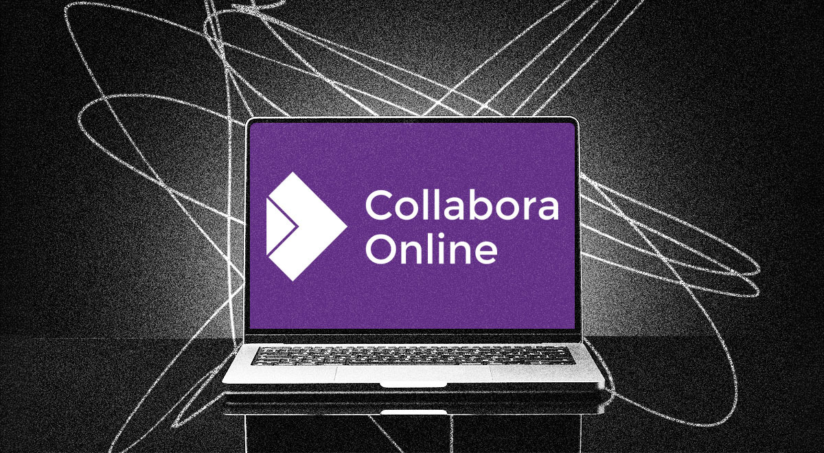 An opened laptop with the logo of Collabora Online