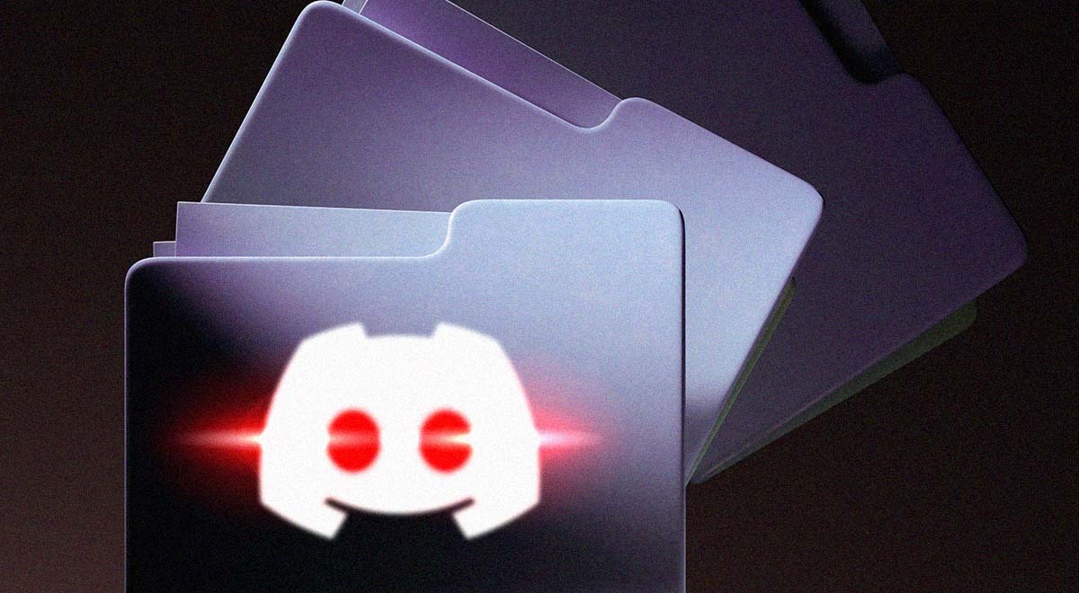 Discord logo on a file in black background