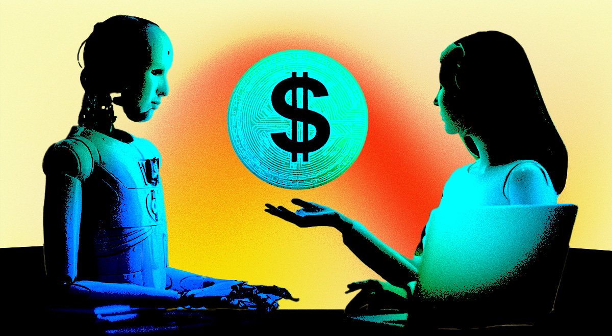 Male and female bots, and a dollar.