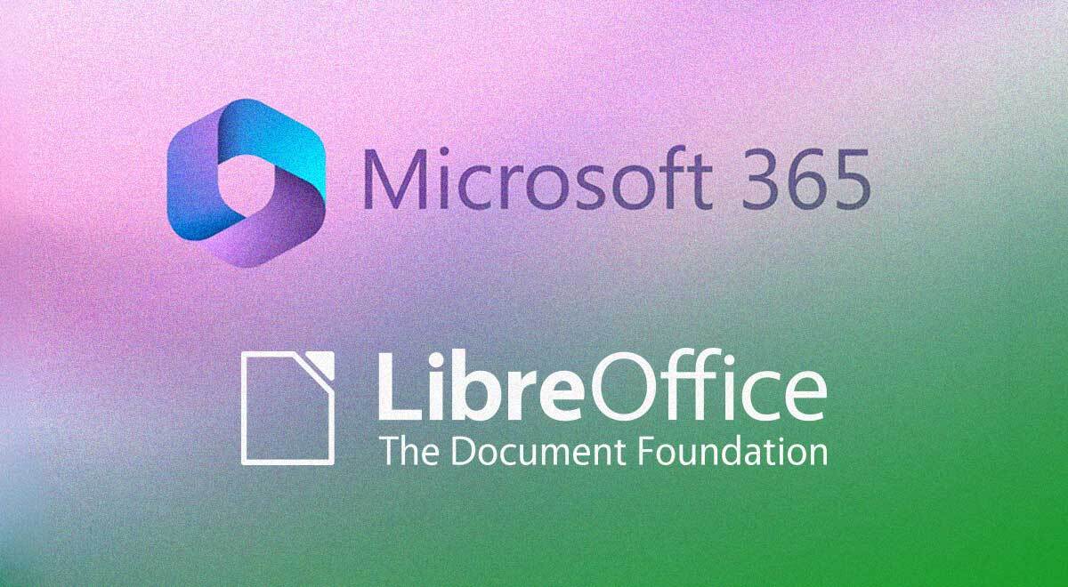The logos of Microsoft 365 and LibreOffice