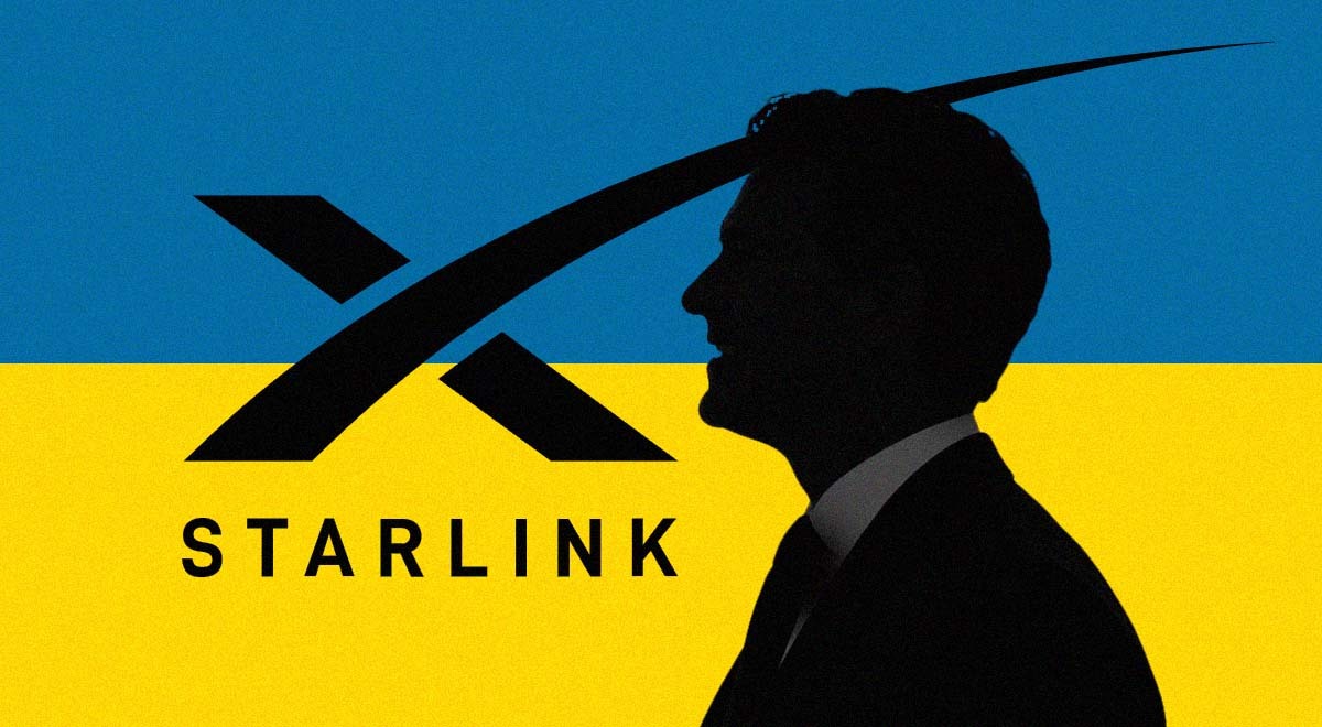 Starlink logo on the Ukrainian flag
