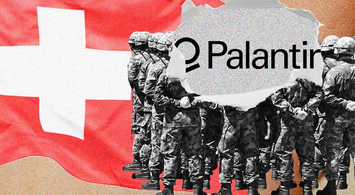 The logo of Palantir Technologies, the Swiss Army soldiers