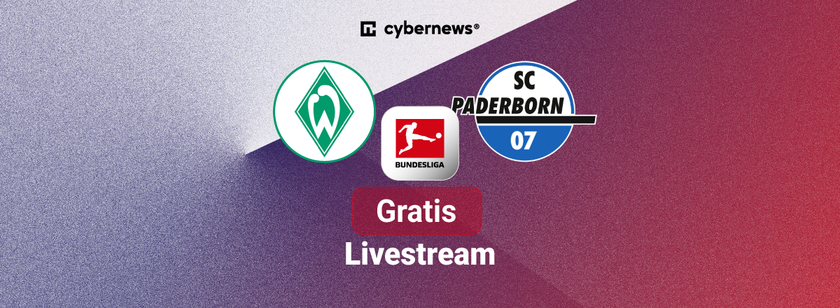 Logos von SV Werder Bremen und SC Paderborn 07 mit Hinweis auf den kostenlosen Bundesliga-Livestream