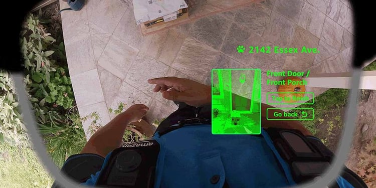 View through Amazon's smart delivery glasses.