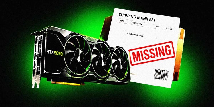 A missing shipment of the Nvidia RTX 5090 graphics card.