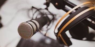headset hanging on the microphone