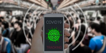 Coronavirus tracking application on phone screen