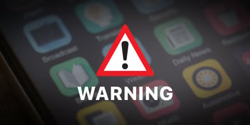 warning sign apps in the background