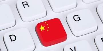 China flag on computer keyboard