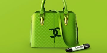 handbag with fake logo