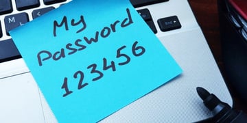 password on blue stcky note