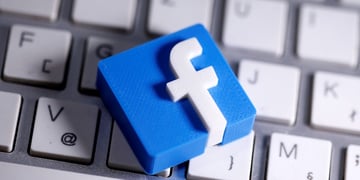 Facebook logo on a keyboard