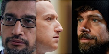 Sundar Pichai, Mark Zuckerberg, and Jack Dorsey