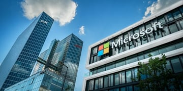 Microsoft logo on a building