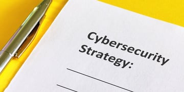 Cybersecurity Strategy inscription on paper