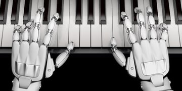 Robot hands playing piano