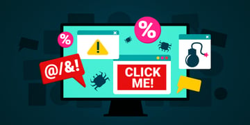 Computer screen full of adware ads