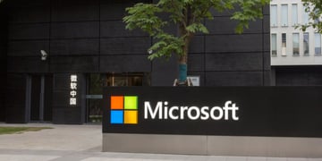 The entrance to Microsoft China's corporate office in Shanghai