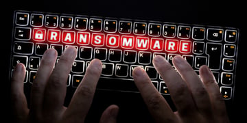 Threat actor operating ransomware keyboard