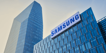 A Samsung office block, gloomy skies