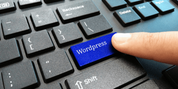 WordPress logo on laptop screen