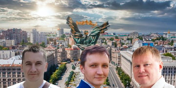 three man in from of maidan square