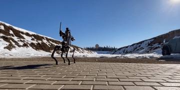 Robot dog with a mounted gun in Russia