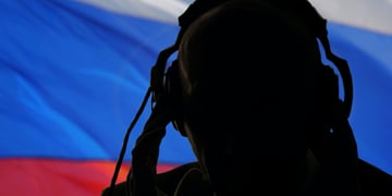 Russian agent, Russian flag background