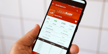 Social Blade being used on a mobile phone