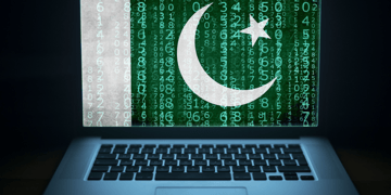 Pakistani flag on laptop screen