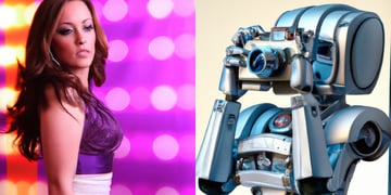 Robot taking picture of a model