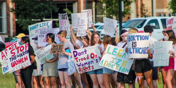 Abortion protesters with signs