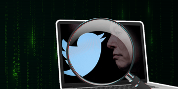 Twitter logo and Elon Musk