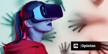 Woman scared in the metaverse