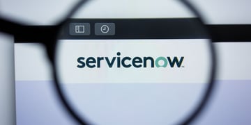 ServiceNow logo under magnifying glass
