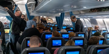 Inside of the passenger plane