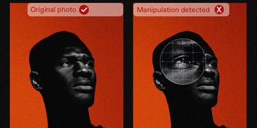 Two near identical images of a man but one is doctored