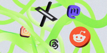 Modern art style collage of social media logos