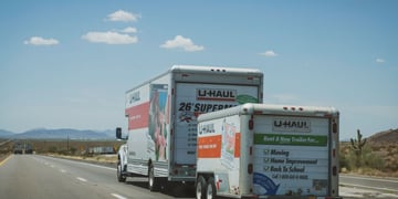 U-Haul tow truck on the road