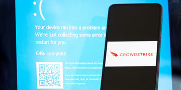 CrowdStrike logo and BSOD